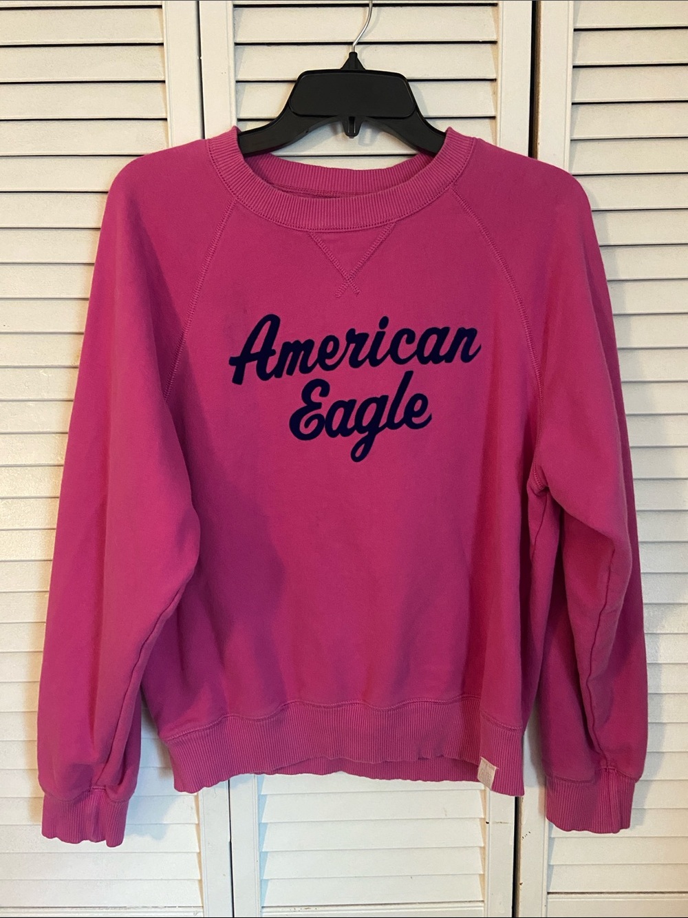 American Eagle Outfitters Hot Pink Crewneck with Navy Script